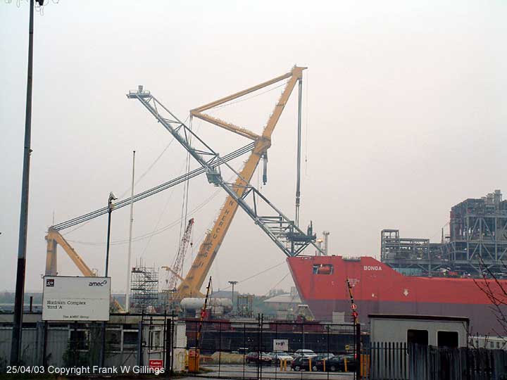 Asian Hercules II and the Bonga on the River Tyne. Fitted the flare boom