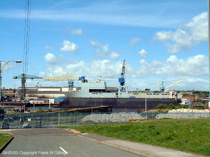 Royal Fleet Auxiliary Landing ship vessel Largs Bay during construction.