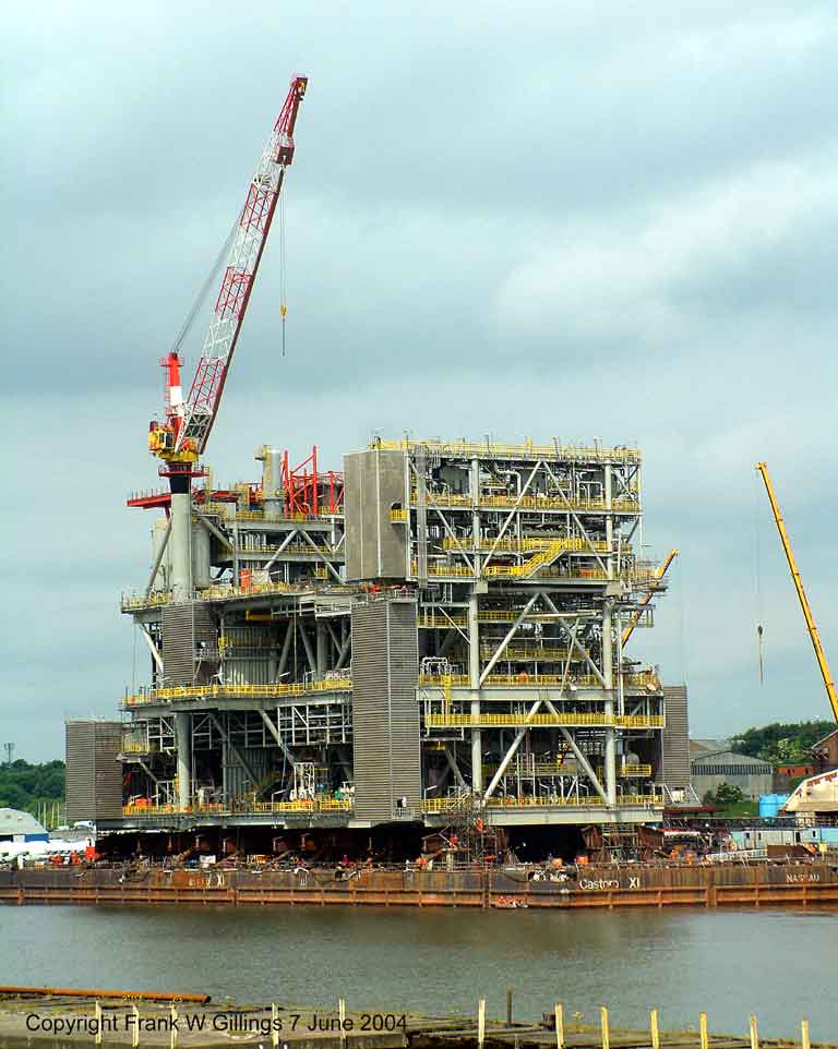 Almost complete. The BP Clare 11,700 tonnes Oil platform at the Amec Yard Wallsend. 7 June 2004