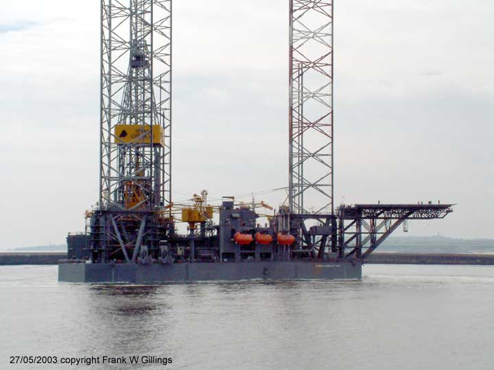 The massive Rowan Gorilla VII oil rig drilling platform on the river Tyne UK 27/005.2003