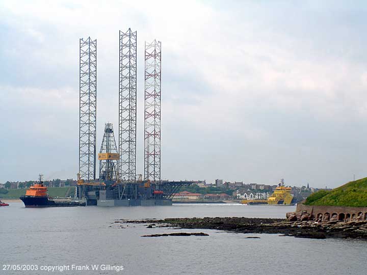 The massive Rowan Gorilla VII oil rig drilling platform on the river Tyne UK 27/005.2003