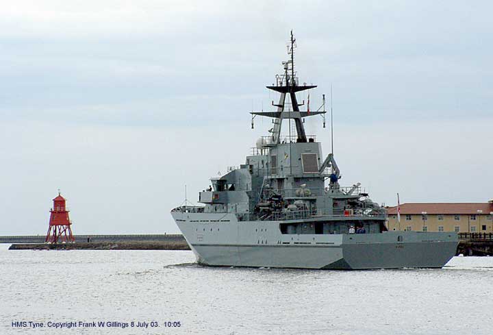 HMS Tyne continues her patrol onto the open sea. 8 July 2003