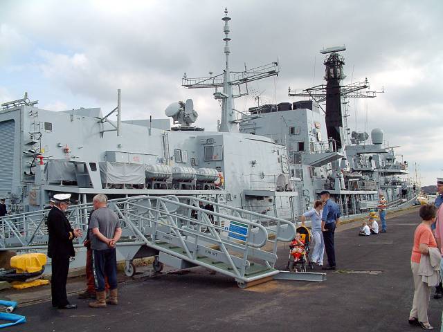 Royal Naval frigate HMS Argyll berthed at the Tyne Commission Quay North Shields. Prepared to depart. Monday June 7, 2004.